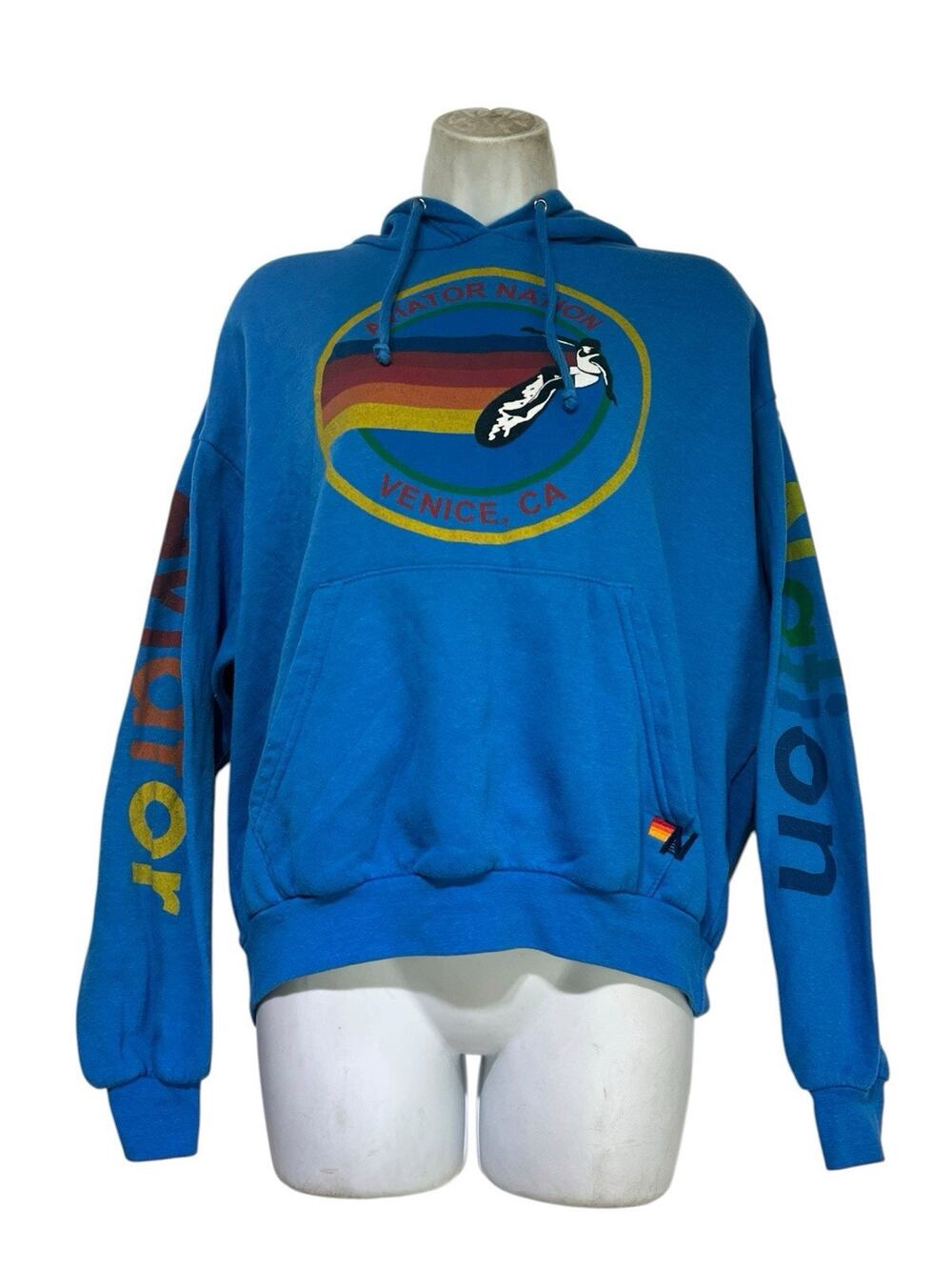 Aviator Nation Venice California Relaxed Blue Pullover Hoodie Sweatshirt Size XS
